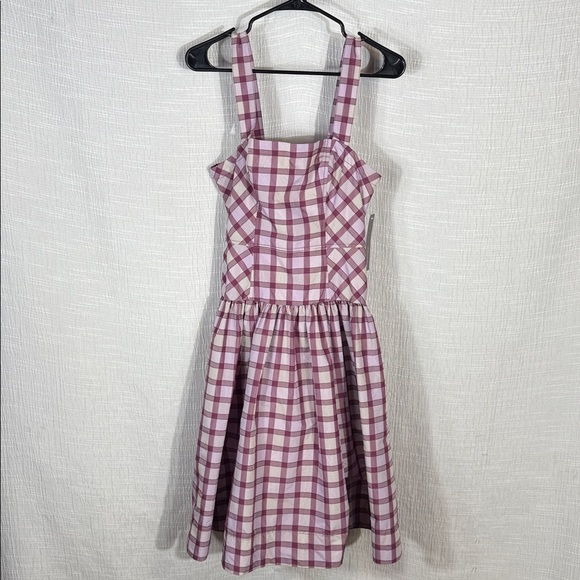NWT Anthropologie Maeve Square-Neck Drop-Waist Midi Dress | Plaid | Size 4 - Picture 5 of 11